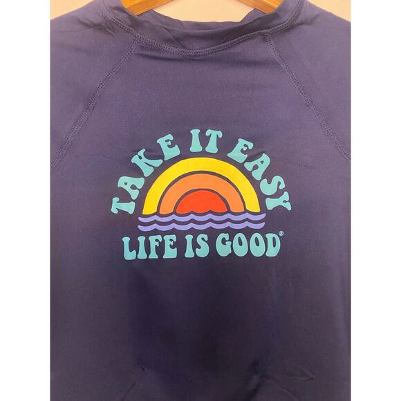 NWT Kids Life Is Good Dark Blue Rash Guard Swim Shirt Size Large Beach Swim - Picture 5 of 13